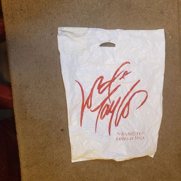 Vintage Lord&Taylor Plastic Shopping Bag w Classic Red Script Logo 23"x16"x2.5" - Picture 2 of 3